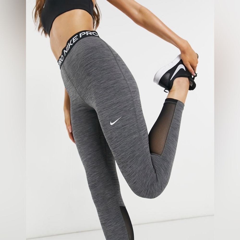 Nike Pro Training 365 high waisted 7/8 leggings in grey marl